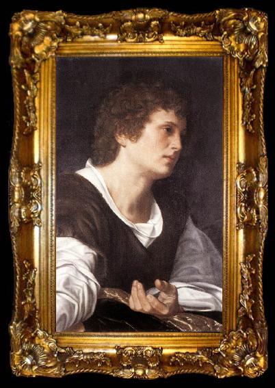 framed  SAVOLDO, Giovanni Girolamo Bust of a Youth sg, ta009-2